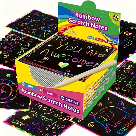 50 regenboog krabbelkunstbladen